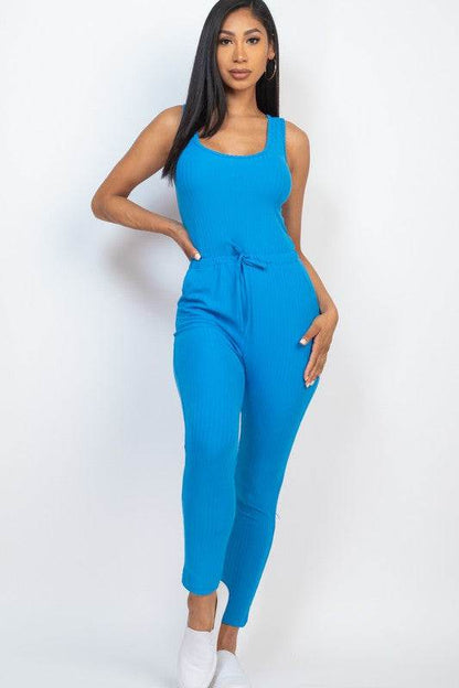 Ribbed Sleeveless Drawstring catsuits Jumpsuit - Shop Style & More | Fresh Looks, Everyday Deals & Free Shipping