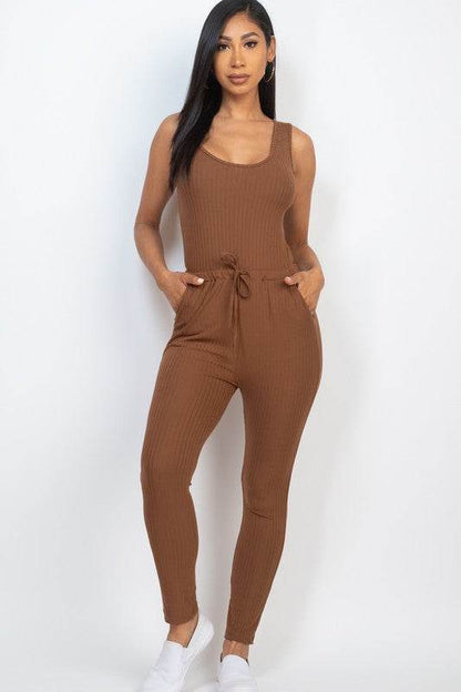 Ribbed Sleeveless Drawstring catsuits Jumpsuit - Shop Style & More | Fresh Looks, Everyday Deals & Free Shipping