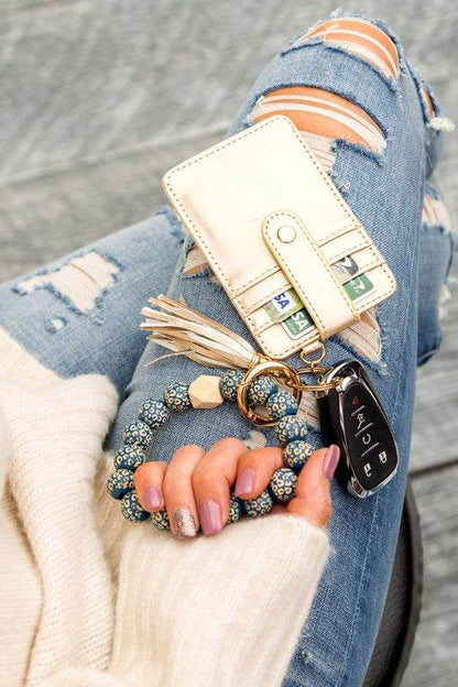 Leopard Beaded Key Ring Wallet Bracelet - Shop Style & More | Fresh Looks, Everyday Deals & Free Shipping