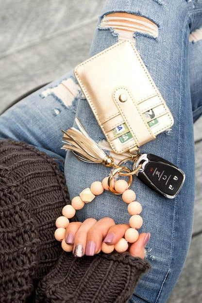 Leopard Beaded Key Ring Wallet Bracelet - Shop Style & More | Fresh Looks, Everyday Deals & Free Shipping