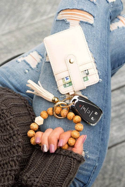 Leopard Beaded Key Ring Wallet Bracelet - Shop Style & More | Fresh Looks, Everyday Deals & Free Shipping