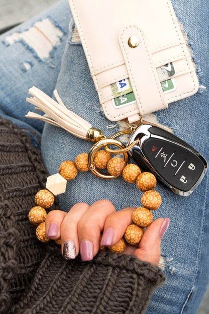 Leopard Beaded Key Ring Wallet Bracelet - Shop Style & More | Fresh Looks, Everyday Deals & Free Shipping