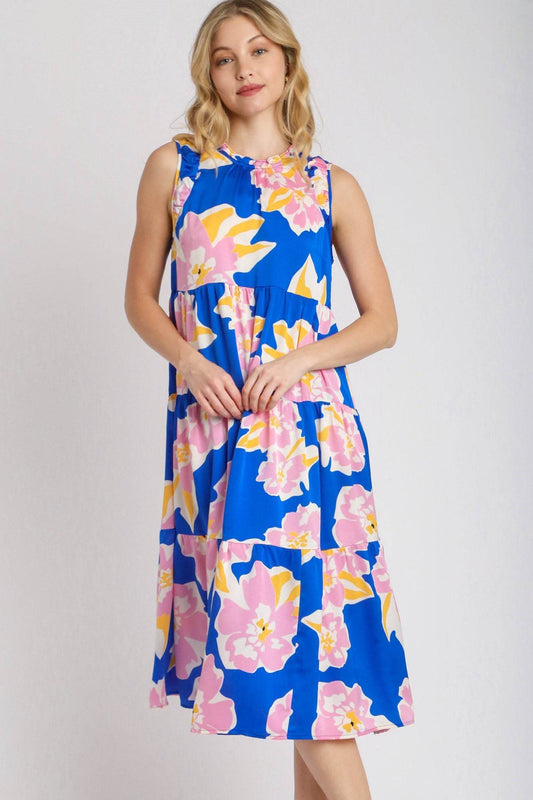 Umgee Full Size Floral Tiered Midi Tank Dress Plus Size - Shop Style & More | Fresh Looks, Everyday Deals & Free Shipping