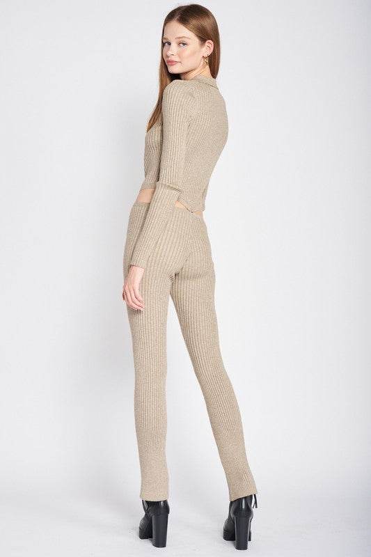 LONG SLEEVE BUTTON UP JUMPSUIT WITH SIDE CUT OUTS - Shop Style & More | Fresh Looks, Everyday Deals & Free Shipping