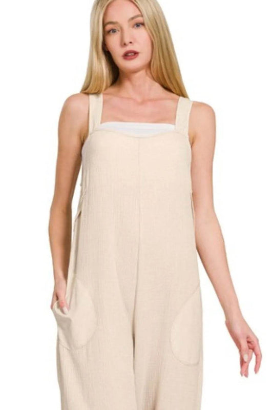Zenana Double Gauze Washed Wide Leg Overalls - Shop Style & More | Fresh Looks, Everyday Deals & Free Shipping