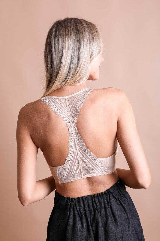 Seamless Front Lace Racerback Bralette - Shop Style & More | Fresh Looks, Everyday Deals & Free Shipping
