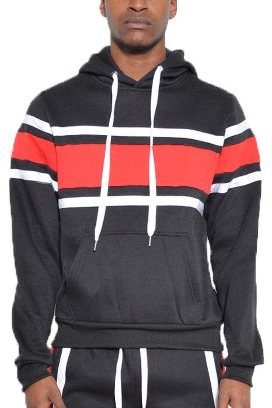 SOLID WITH THREE STRIPE PULLOVER HOODIE - Shop Style & More | Fresh Looks, Everyday Deals & Free Shipping