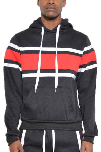 SOLID WITH THREE STRIPE PULLOVER HOODIE - Shop Style & More | Fresh Looks, Everyday Deals & Free Shipping