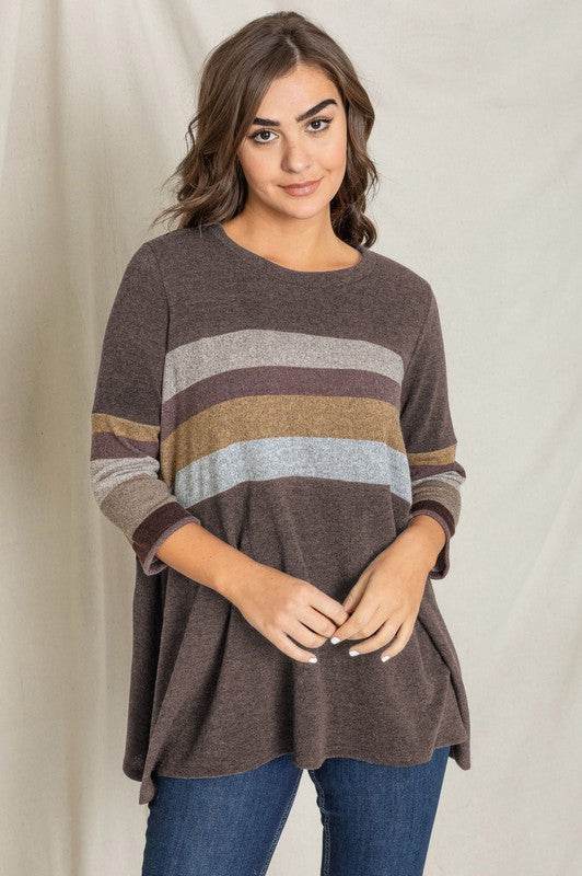 Knit Stripe Panel A Line Tunic - Shop Style & More | Fresh Looks, Everyday Deals & Free Shipping