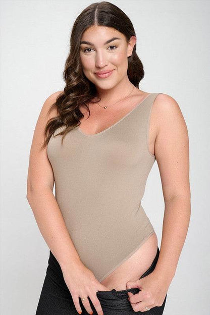 Reversible V-Neck Basic Tank Top Thong Bodysuit - Shop Style & More | Fresh Looks, Everyday Deals & Free Shipping
