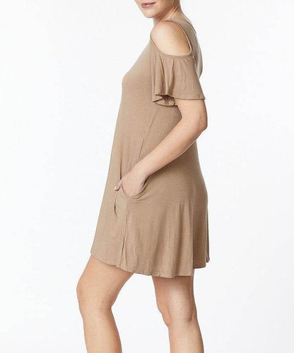 BAMBOO COLD SHOULDER FLARE DRESS - Shop Style & More | Fresh Looks, Everyday Deals & Free Shipping
