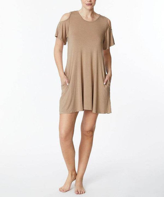 BAMBOO COLD SHOULDER FLARE DRESS - Shop Style & More | Fresh Looks, Everyday Deals & Free Shipping