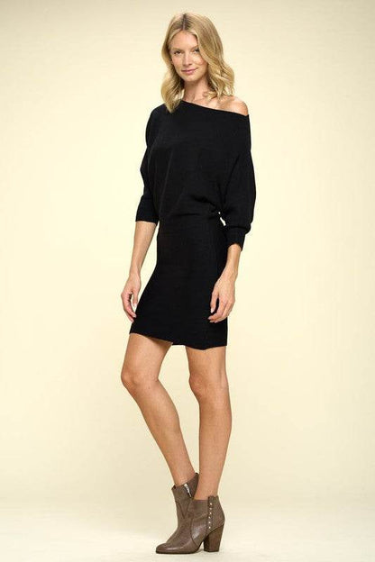 Ribbed Sweater Knit Dolman Sleeve Dress - Shop Style & More | Fresh Looks, Everyday Deals & Free Shipping