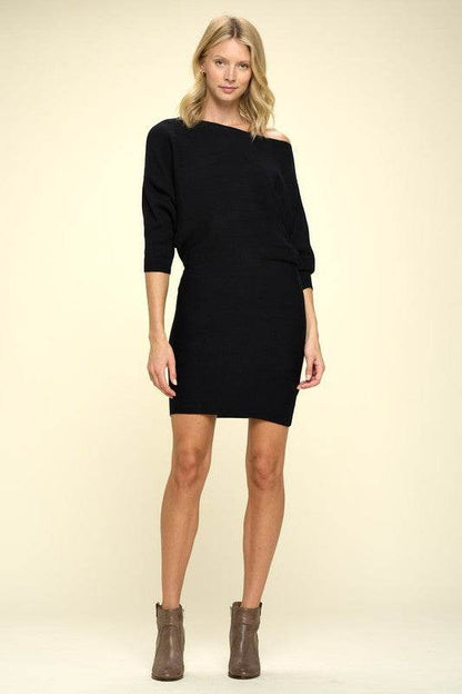 Ribbed Sweater Knit Dolman Sleeve Dress - Shop Style & More | Fresh Looks, Everyday Deals & Free Shipping