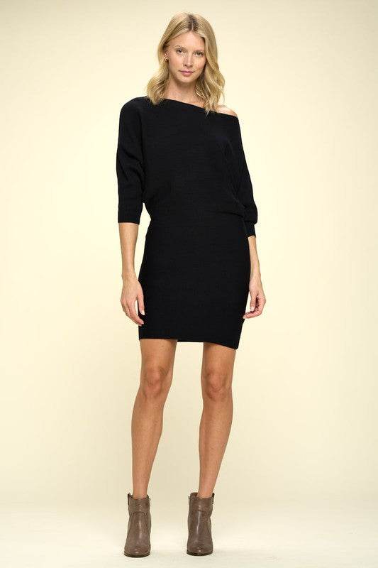 Ribbed Sweater Knit Dolman Sleeve Dress - Shop Style & More | Fresh Looks, Everyday Deals & Free Shipping