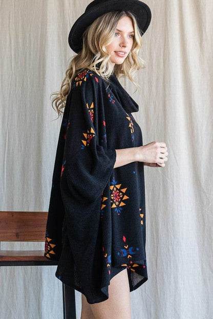 AZTEC PRINT COWL NECK OVERSIZED PONCHO - Shop Style & More | Fresh Looks, Everyday Deals & Free Shipping