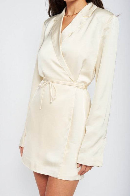 WRAPPED BLAZER MINI DRESS WITH DRAWSTRING - Shop Style & More | Fresh Looks, Everyday Deals & Free Shipping
