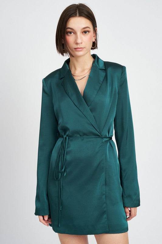 WRAPPED BLAZER MINI DRESS WITH DRAWSTRING - Shop Style & More | Fresh Looks, Everyday Deals & Free Shipping