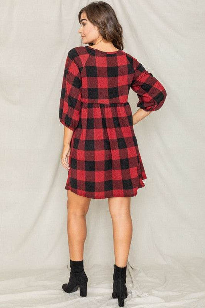Plus Checker Balloon Sleeve Midi Dress - Shop Style & More | Fresh Looks, Everyday Deals & Free Shipping