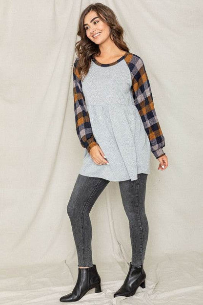 Checkered Bishop Sleeve Tunic Dress - Shop Style & More | Fresh Looks, Everyday Deals & Free Shipping