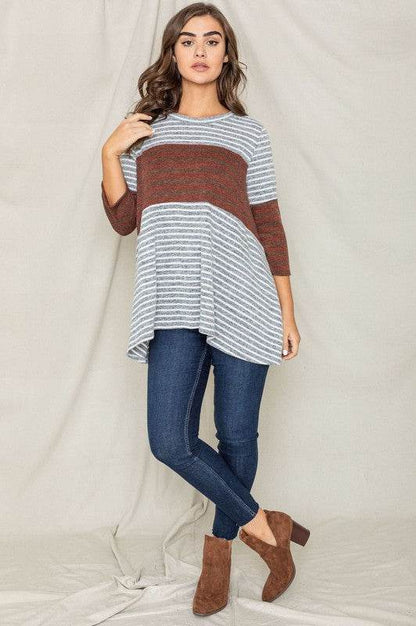 Stripe Panel A Line Tunic - Shop Style & More | Fresh Looks, Everyday Deals & Free Shipping