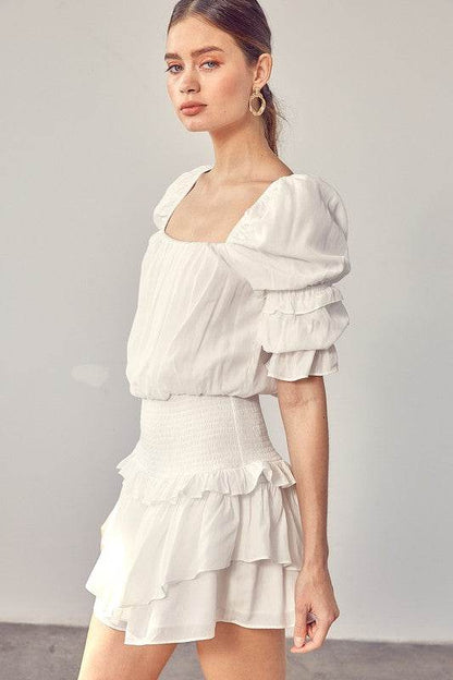 Puff Sleeve Smocked Waist Romper - Shop Style & More | Fresh Looks, Everyday Deals & Free Shipping