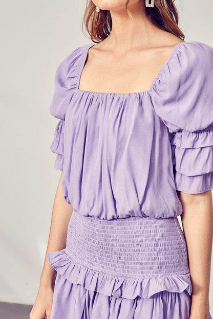 Puff Sleeve Smocked Waist Romper - Shop Style & More | Fresh Looks, Everyday Deals & Free Shipping