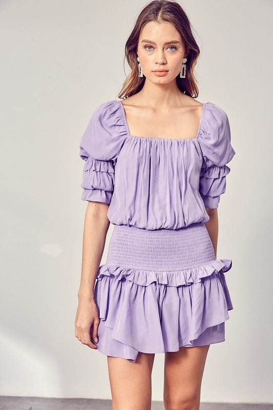 Puff Sleeve Smocked Waist Romper - Shop Style & More | Fresh Looks, Everyday Deals & Free Shipping