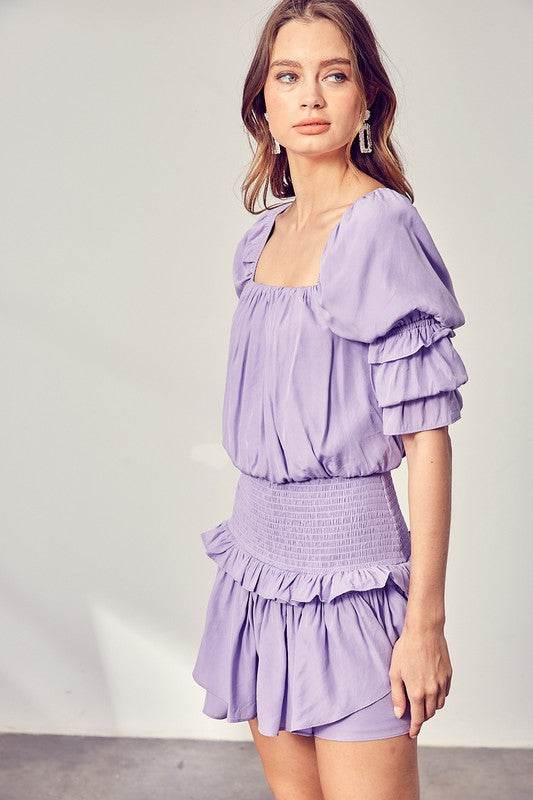 Puff Sleeve Smocked Waist Romper - Shop Style & More | Fresh Looks, Everyday Deals & Free Shipping