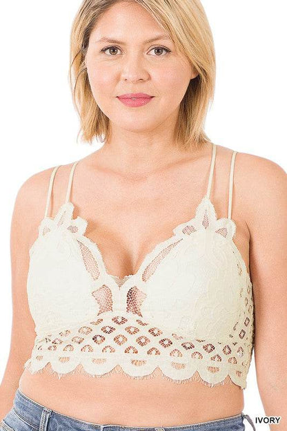 Plus Crochet Lace Bralette with Bra Pads - Shop Style & More | Fresh Looks, Everyday Deals & Free Shipping