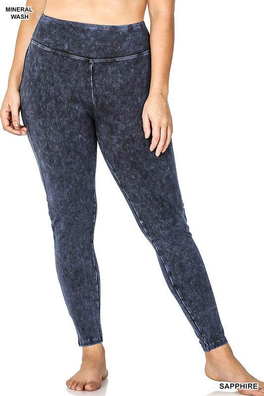 Plus Mineral Washed Wide Waistband Yoga Leggings - Shop Style & More | Fresh Looks, Everyday Deals & Free Shipping