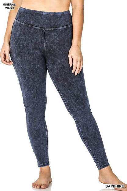 Plus Mineral Washed Wide Waistband Yoga Leggings - Shop Style & More | Fresh Looks, Everyday Deals & Free Shipping