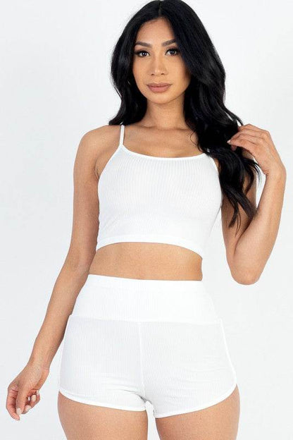 Ribbed Top & Ruched Biker Shorts Set - Shop Style & More | Fresh Looks, Everyday Deals & Free Shipping