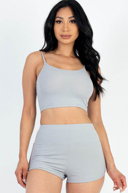 Ribbed Top & Ruched Biker Shorts Set - Shop Style & More | Fresh Looks, Everyday Deals & Free Shipping