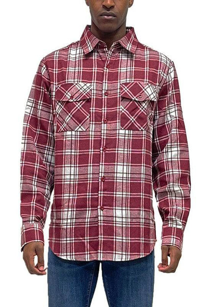 LONG SLEEVE FLANNEL FULL PLAID CHECKERED SHIRT - Shop Style & More | Fresh Looks, Everyday Deals & Free Shipping