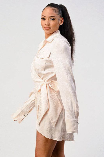 Leopard print wrap double pocket shirt dress - Shop Style & More | Fresh Looks, Everyday Deals & Free Shipping