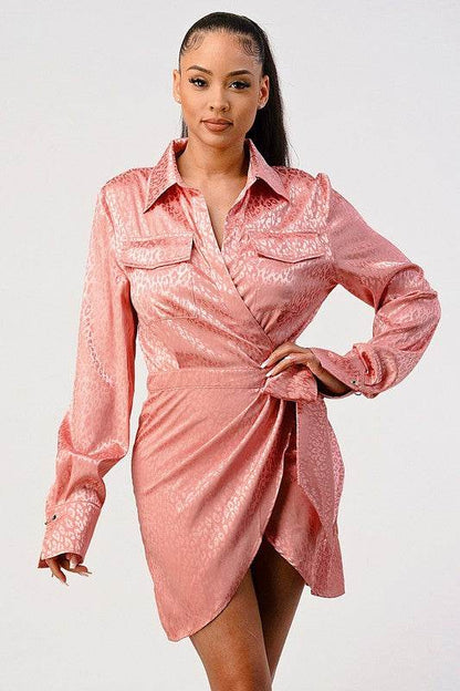 Leopard print wrap double pocket shirt dress - Shop Style & More | Fresh Looks, Everyday Deals & Free Shipping