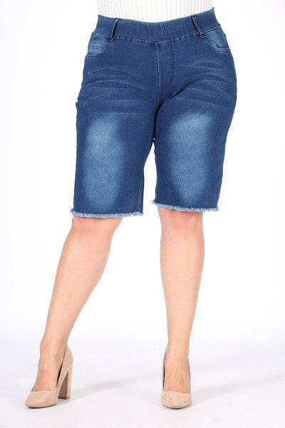 Hi-Waist Distressed Bermuda Short Jeggings - Shop Style & More | Fresh Looks, Everyday Deals & Free Shipping