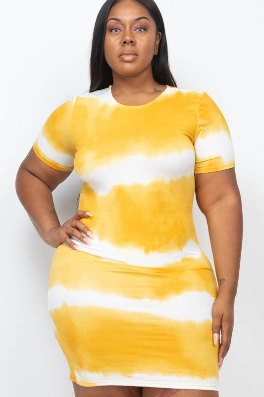 PLUS Size Stripe Tie-Dye Printed Midi Dress - Shop Style & More | Fresh Looks, Everyday Deals & Free Shipping