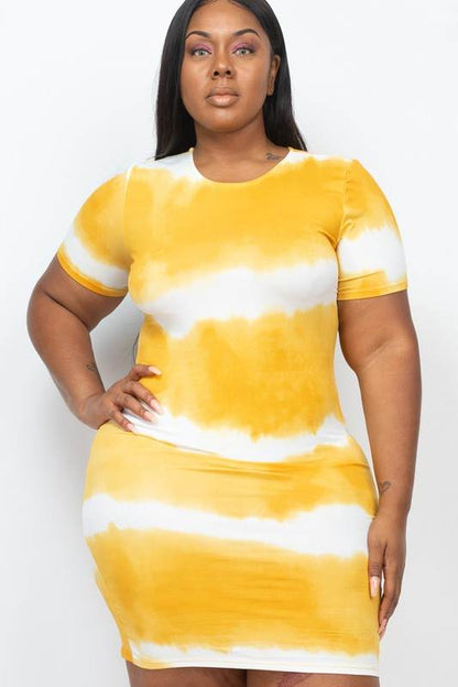 PLUS Size Stripe Tie-Dye Printed Midi Dress - Shop Style & More | Fresh Looks, Everyday Deals & Free Shipping
