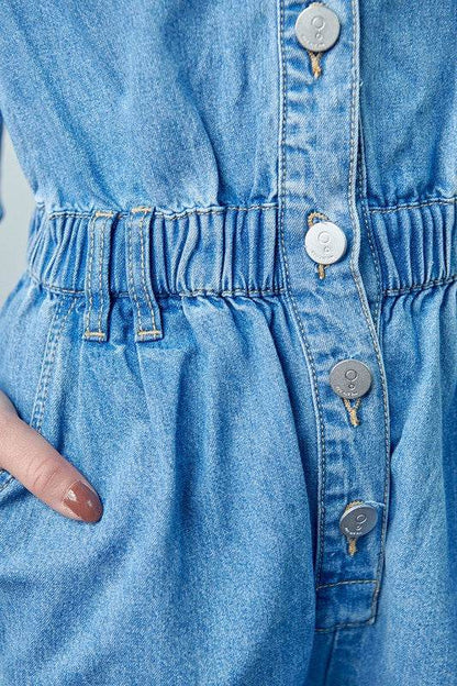 Vintage Roll Up Denim Short Romper - Shop Style & More | Fresh Looks, Everyday Deals & Free Shipping