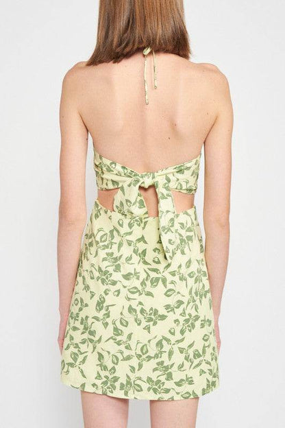 HALTER NECK FLORAL MINI DRESS WITH OPEN BACK - Shop Style & More | Fresh Looks, Everyday Deals & Free Shipping