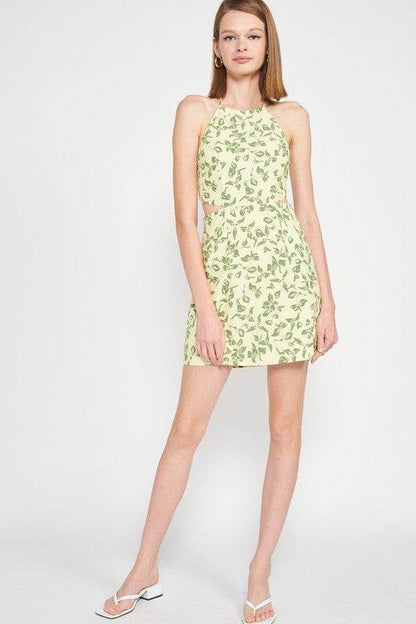 HALTER NECK FLORAL MINI DRESS WITH OPEN BACK - Shop Style & More | Fresh Looks, Everyday Deals & Free Shipping
