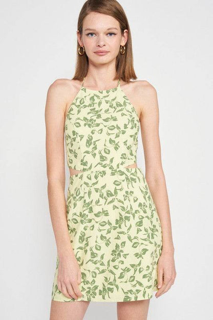 HALTER NECK FLORAL MINI DRESS WITH OPEN BACK - Shop Style & More | Fresh Looks, Everyday Deals & Free Shipping