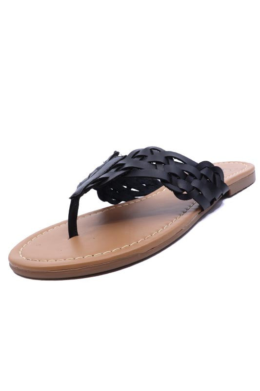 Woven Thong Sandal Black Sandals