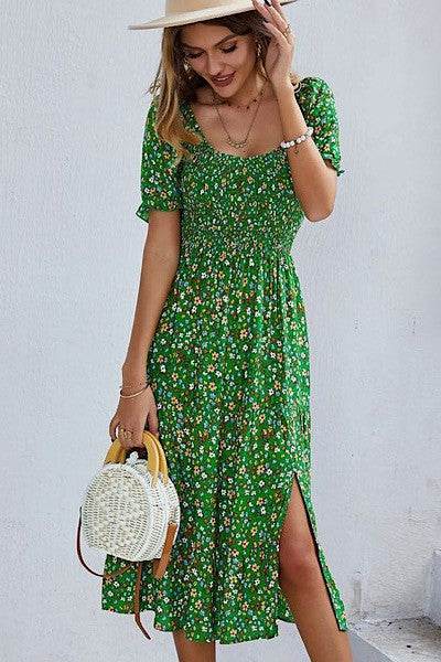 Floral Dress with Slit - Shop Style & More | Fresh Looks, Everyday Deals & Free Shipping