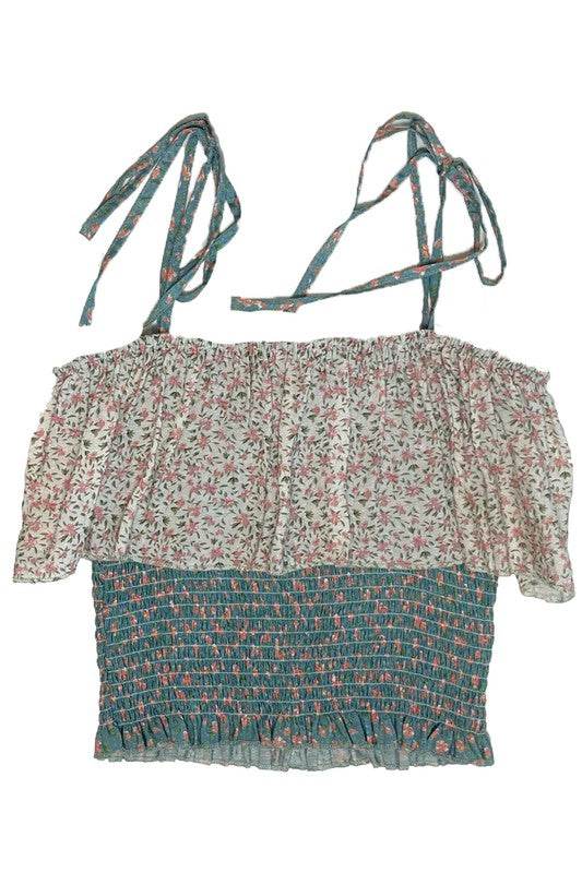 Smocked floral cropped tank top - Shop Style & More | Fresh Looks, Everyday Deals & Free Shipping