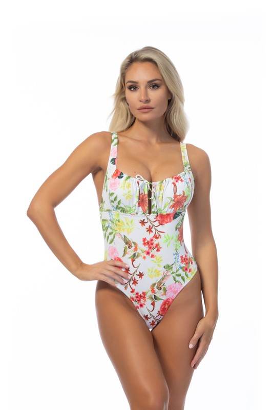 BRIGHT FLORAL TIE FRONT ONE PIECE SWIMSUIT - Shop Style & More | Fresh Looks, Everyday Deals & Free Shipping