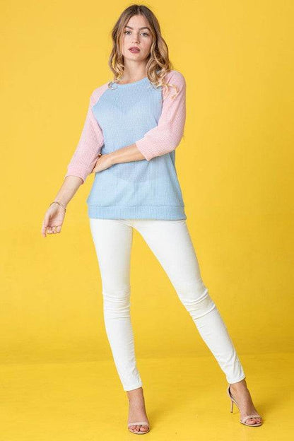 Waffle Knit Two Tone Tunic - Shop Style & More | Fresh Looks, Everyday Deals & Free Shipping