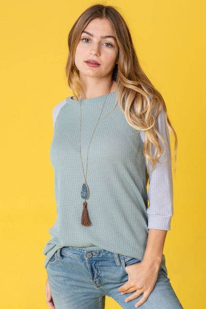 Waffle Knit Two Tone Tunic - Shop Style & More | Fresh Looks, Everyday Deals & Free Shipping
